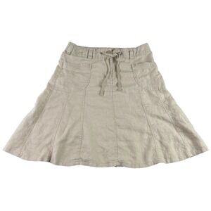 Richard Malcolm Sport Womens 6‎ Beige Skater Skirt 100% Linen Zip Preppy **Flaw